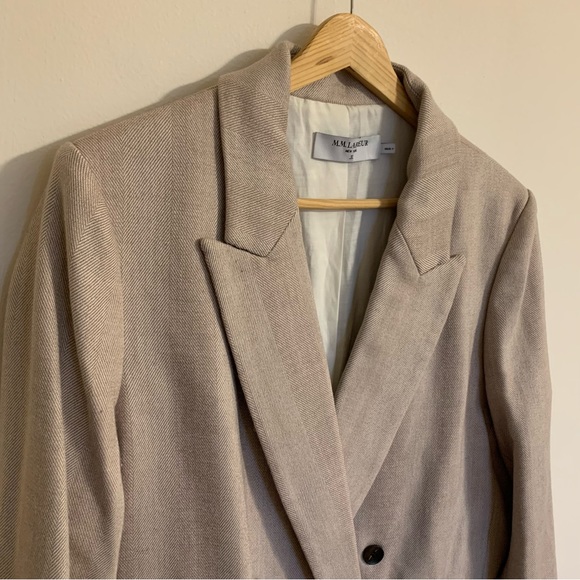M.M. LaFleur The O'Hara Wool Herringbone Blazer in Ivory Biscuit, Size 12 - Picture 7 of 14